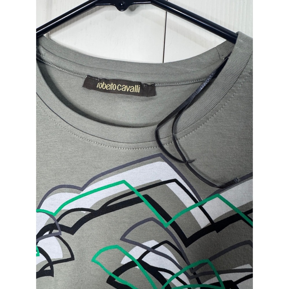 NWOT Roberto Cavalli Mens T Shirt Size S Green Graphic Logo Tee Designer‎ Top - Picture 2 of 9